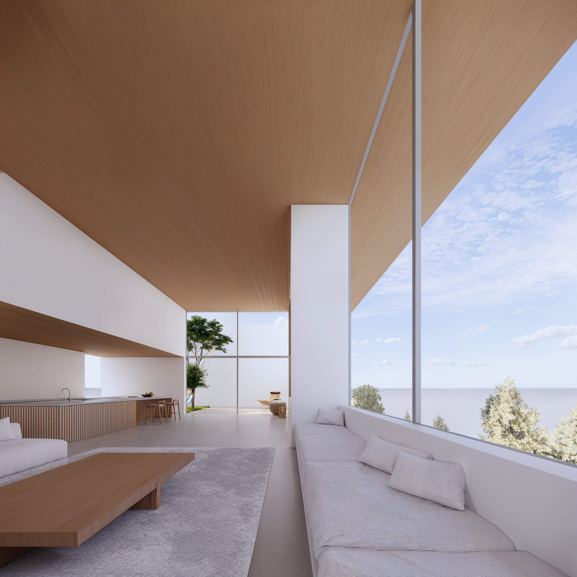 LDK with sofa space and beautifully aligned ceiling lines