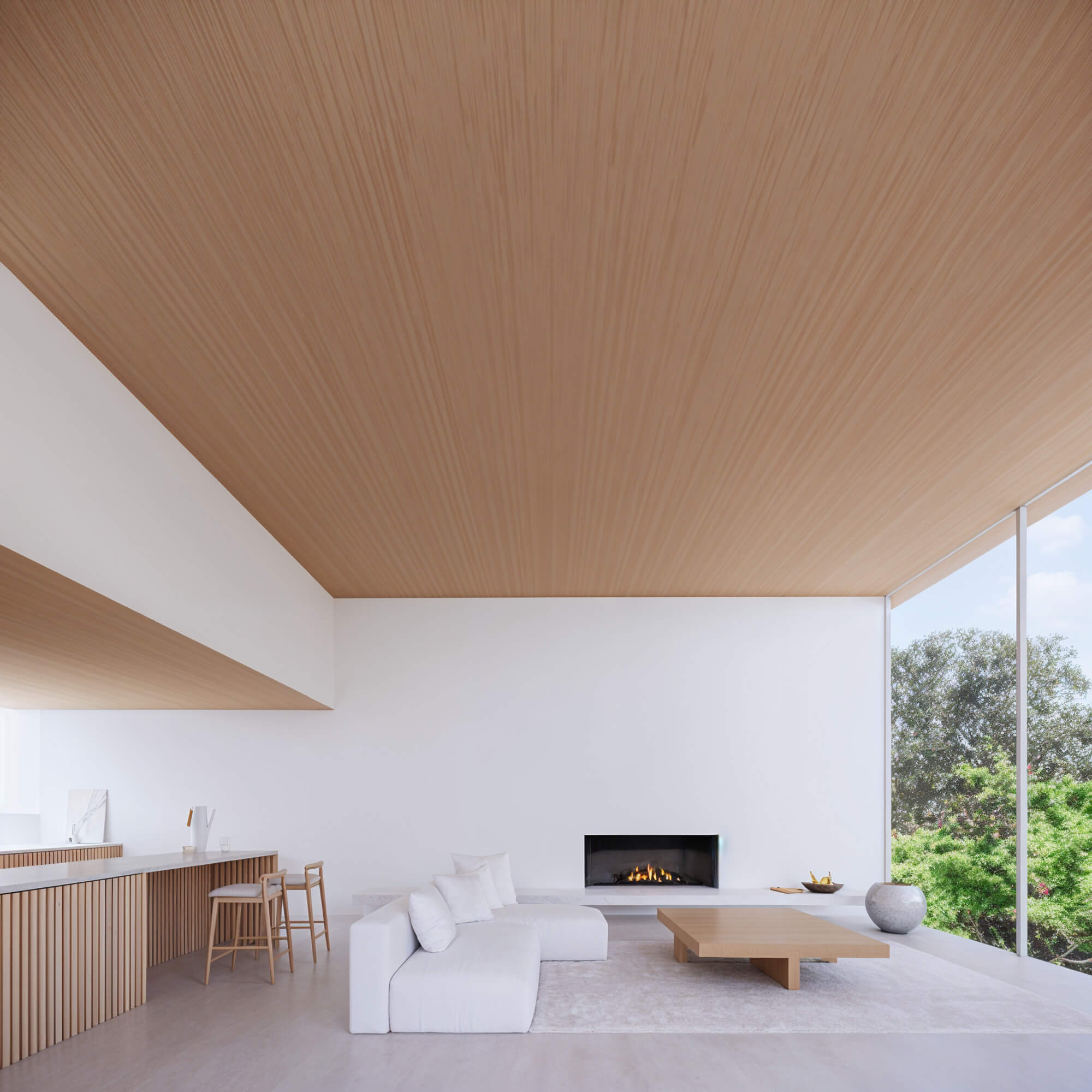LDK space with a calm ambiance and fireplace