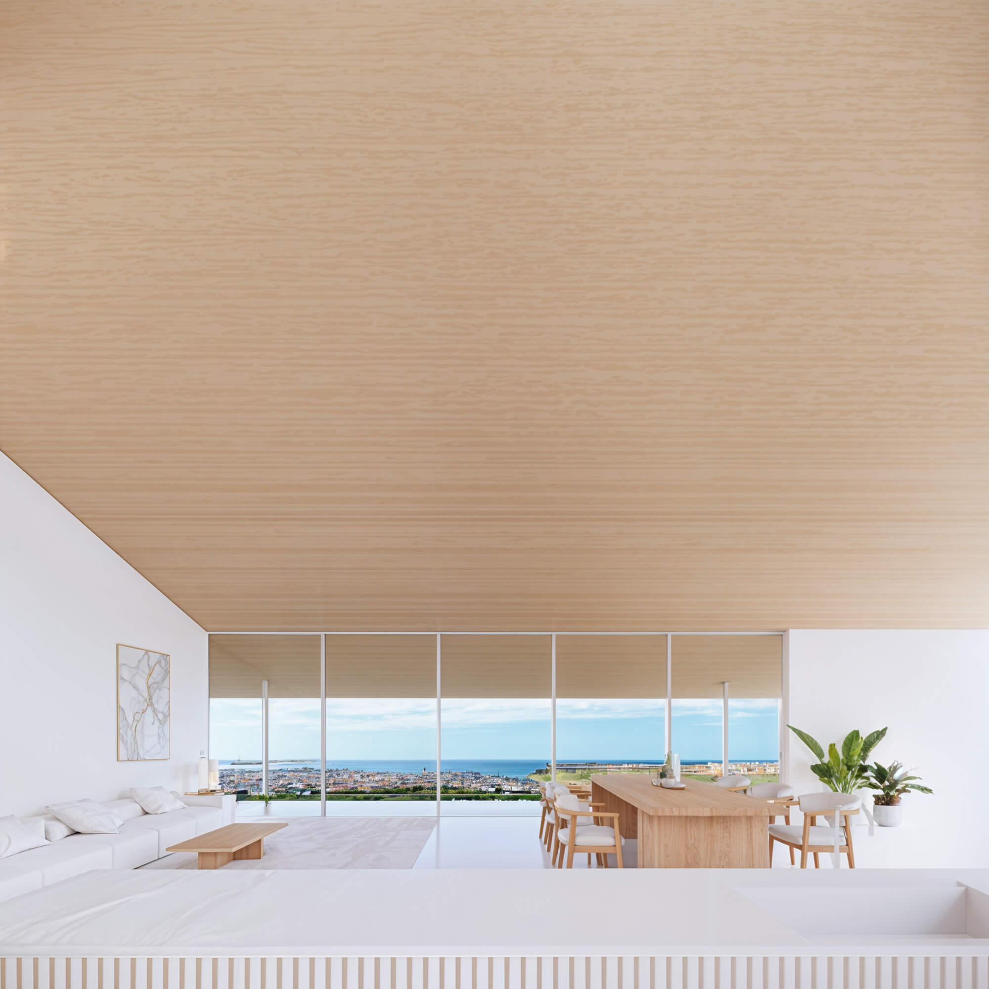 Spacious LDK living area with ocean views
