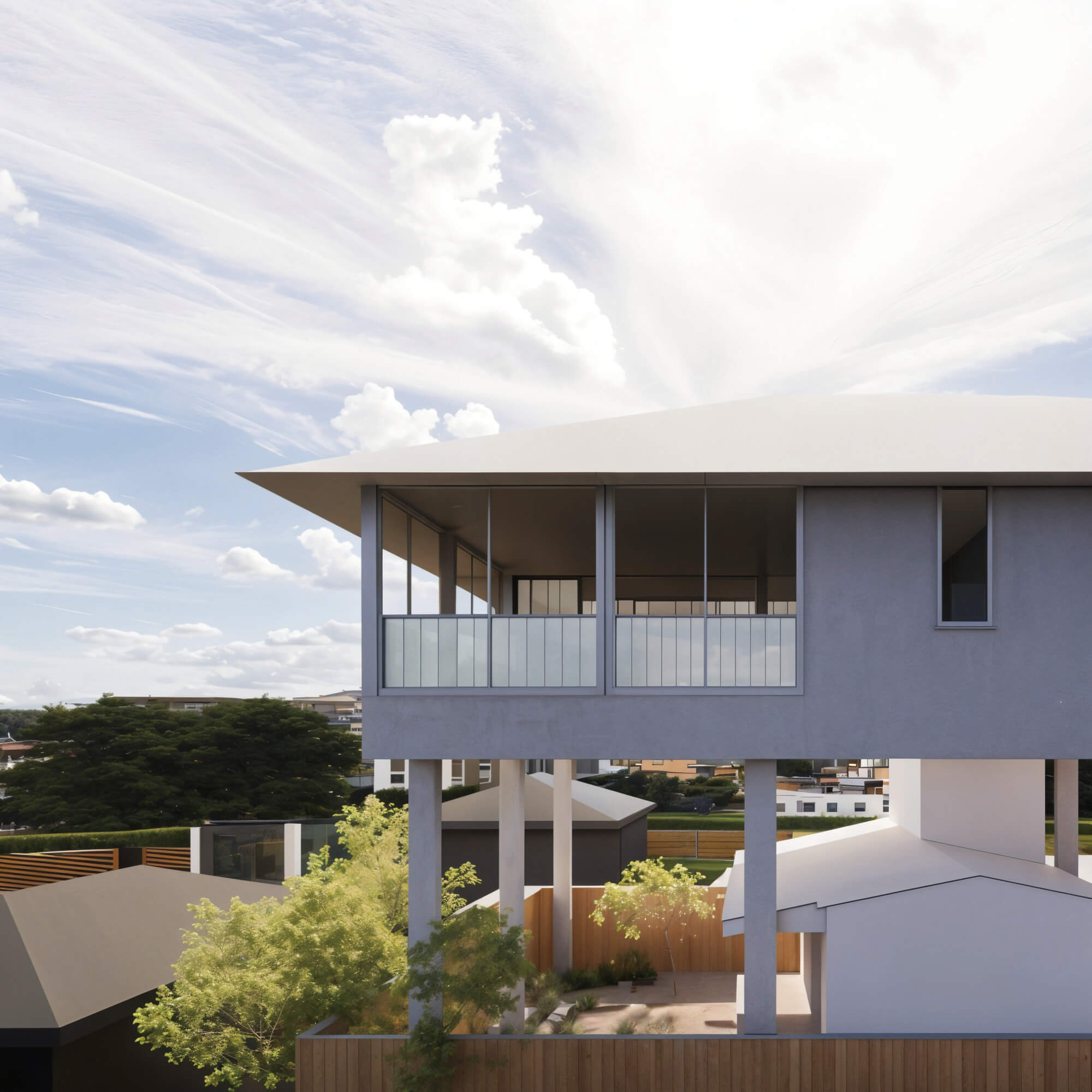 A minimalist modern residence with a pool overlooking Lake Tōya